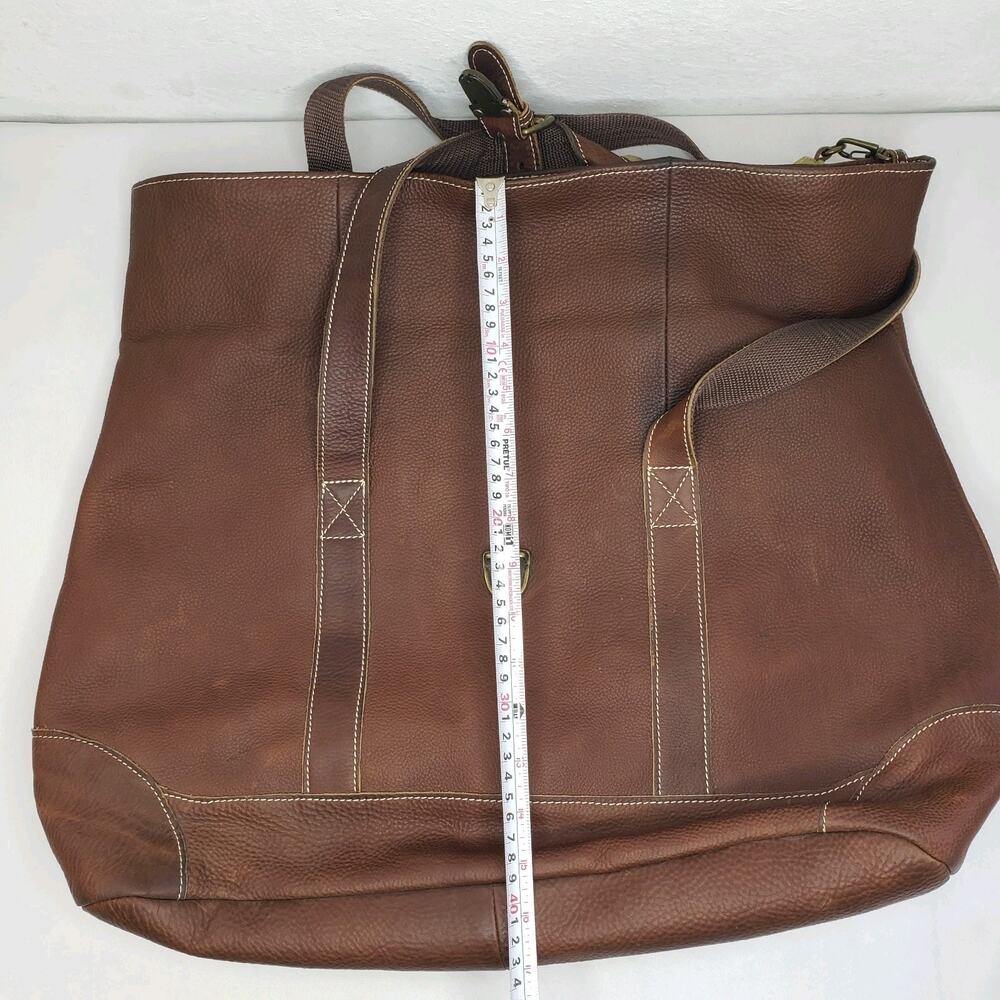 LL Bean BAG Brown Pebbled Leather Large Tote Carry Shopping Boat PREPPY MAINE - Picture 16 of 16